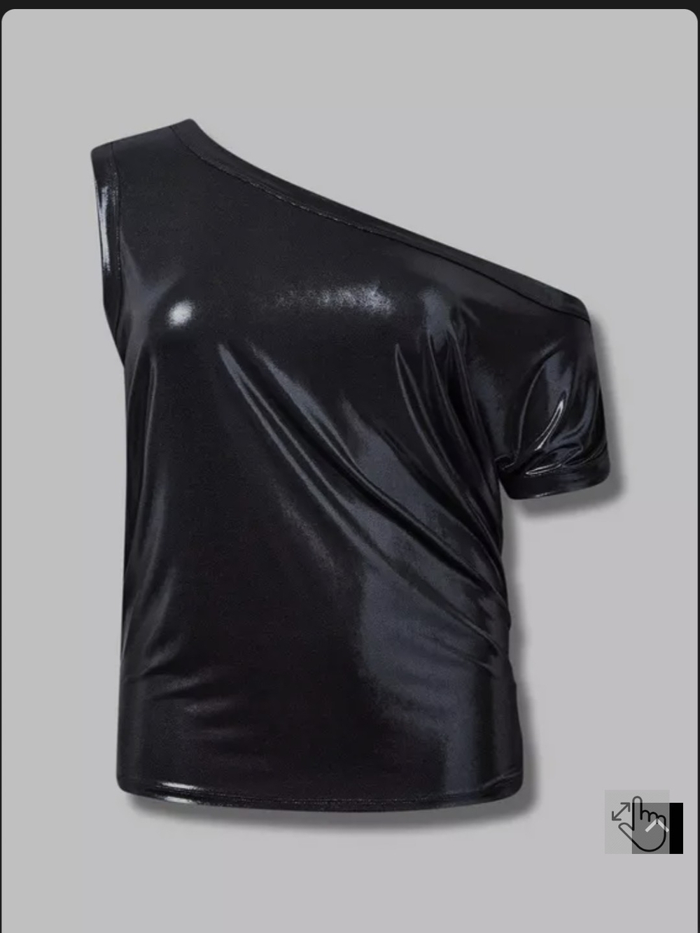torrid Black One-Shoulder Short Sleeve Top with Shiny Finish